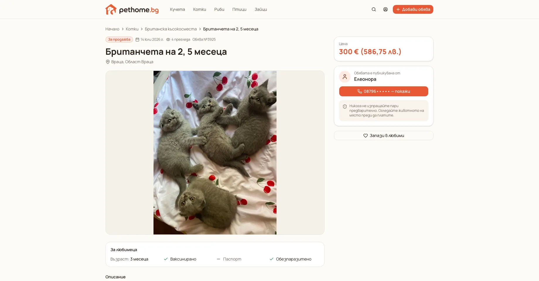 Платформа за обяви за домашни любимци. — екран 4